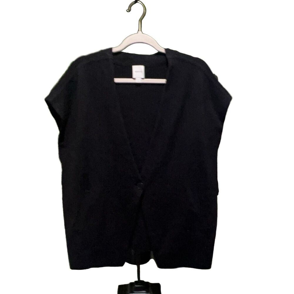 Maeve Sleeveless V-Neck Sweater Vest Black Women's L Knit Solid